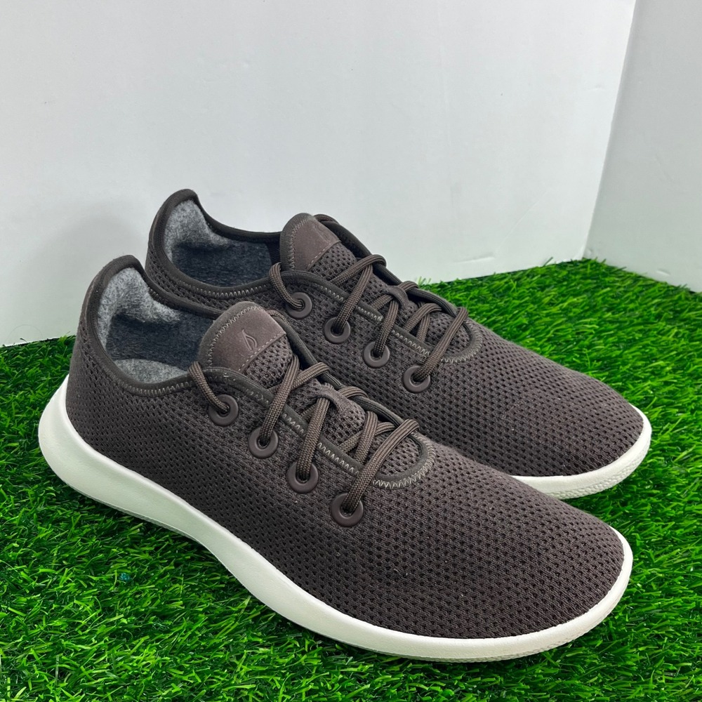 allbirds Men's Dark Brown Knit Sneakers with White Sole